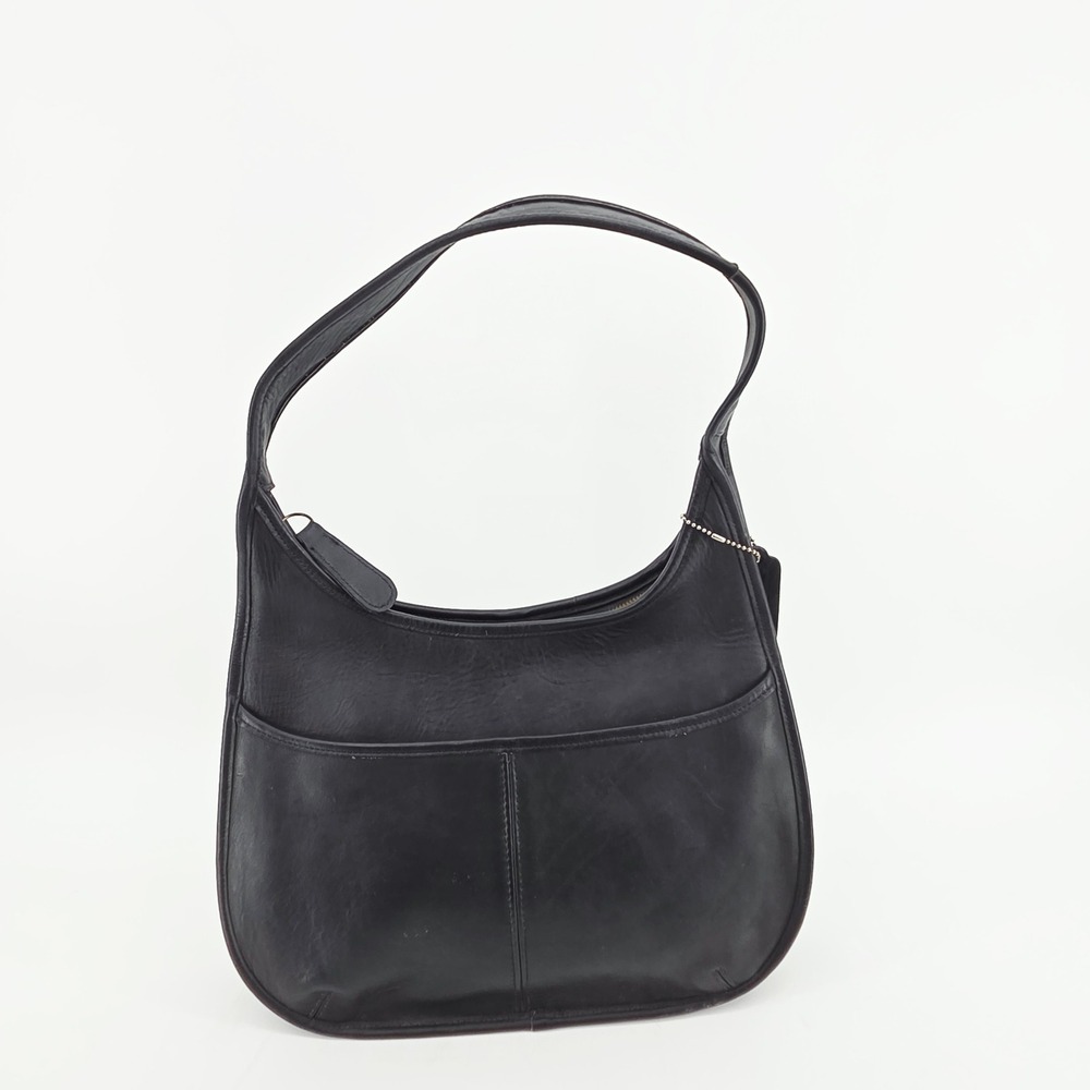 Coach Ergo Style Pocket Zip Black Leather Hobo Shoulder Bag Made in USA Vintage